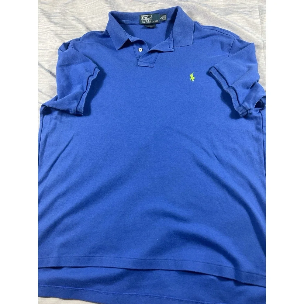 Men's Polo Blue Short‎ Sleeve Large Custom Fit